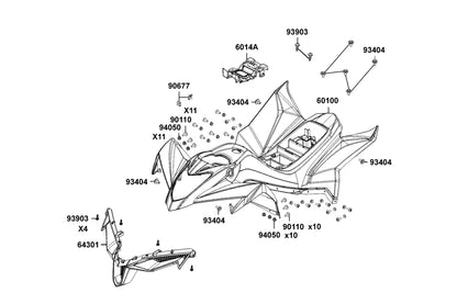 KYMCO Fender Front exploded-view diagram, MONGOOSE 90