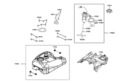 Tank Comp Fuel — 17500-LKA8-MYW — KYMCO exploded-view diagram