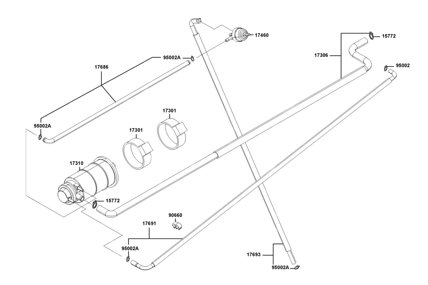 Tube Assy Canister-air/c — 17306-LGC6-E00 — KYMCO exploded-view diagram