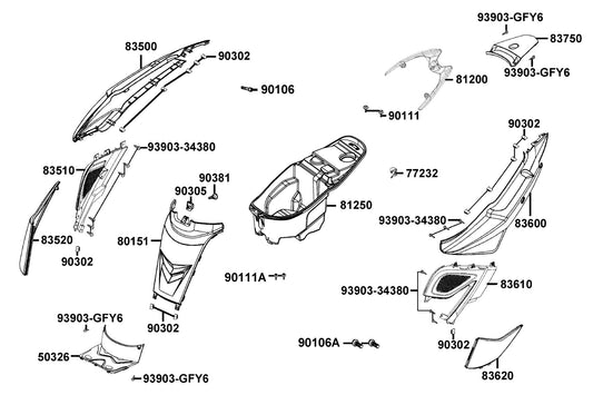 Box Luggage — 81250-AAB6-E15-N1R — KYMCO exploded-view diagram
