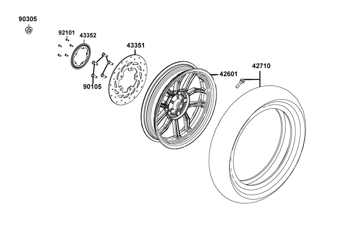 KYMCO Rear Wheel exploded-view diagram, People S 150i ABS