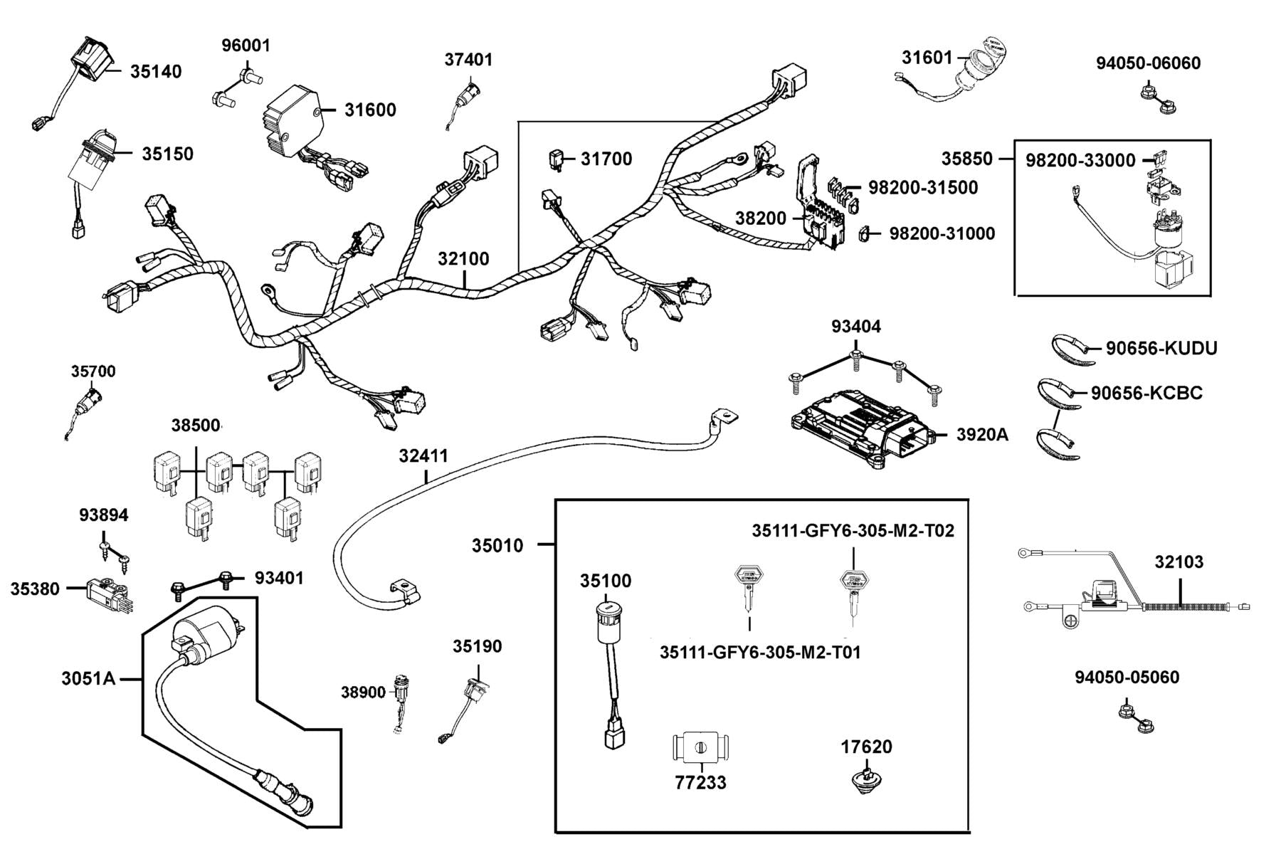 Power Cord Eps — 32103-AAJ6-M00 — KYMCO exploded-view diagram