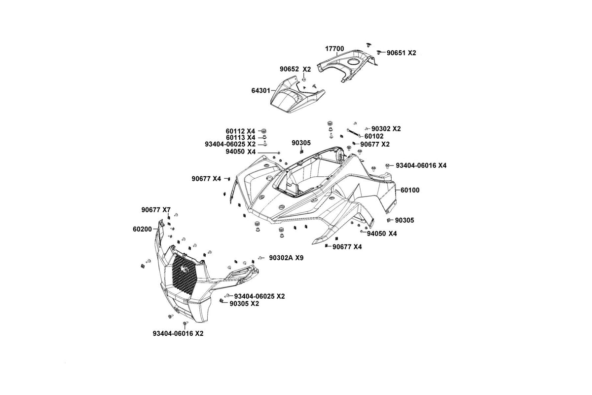 KYMCO Fender Front exploded-view diagram, MXU 270
