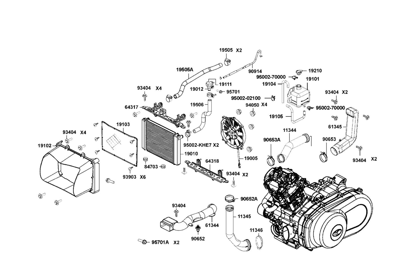 Tube Assy Water — 90914-AGA8-E00 — KYMCO exploded-view diagram