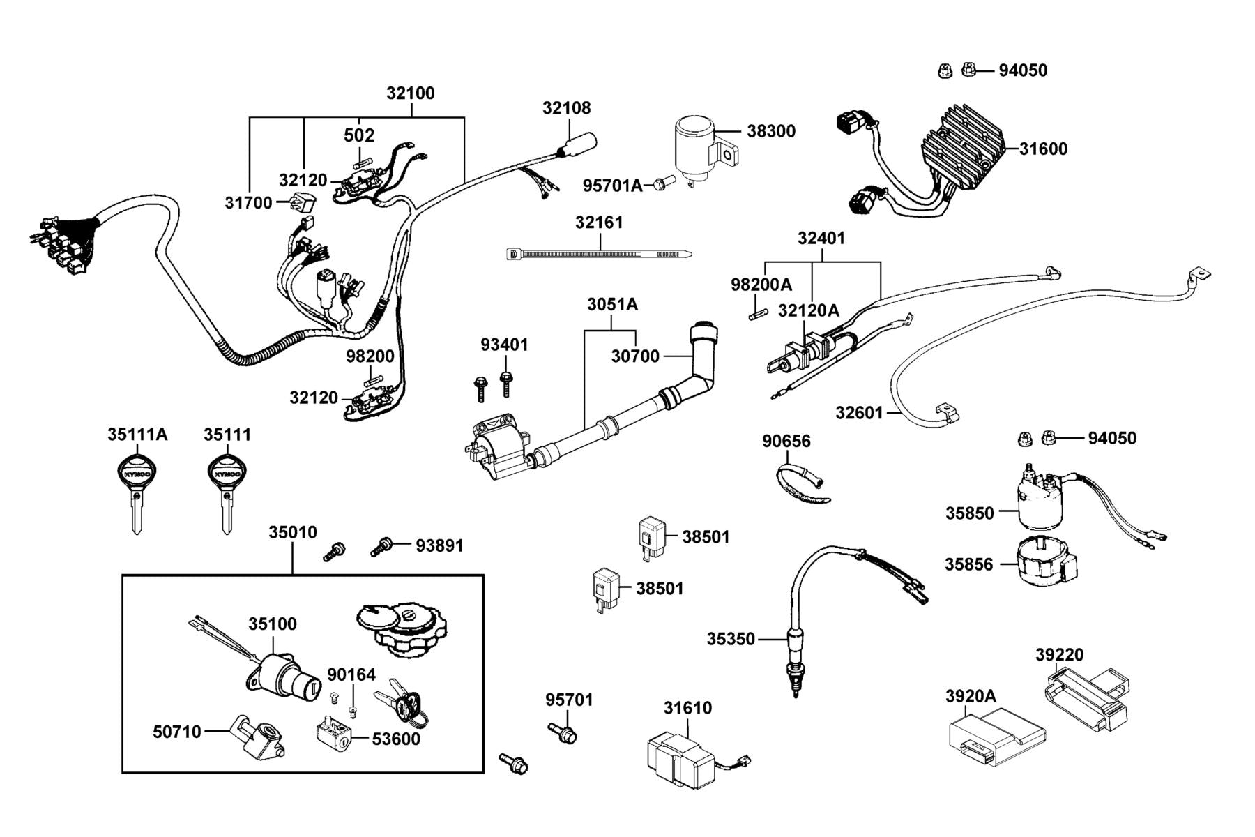 Fuse A25 — 98200-12500 — KYMCO exploded-view diagram
