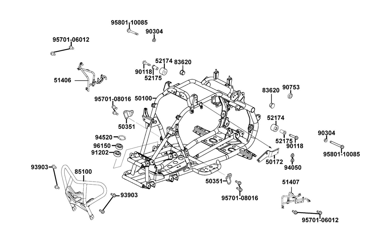 KYMCO Frame Body exploded-view diagram, MONGOOSE 270