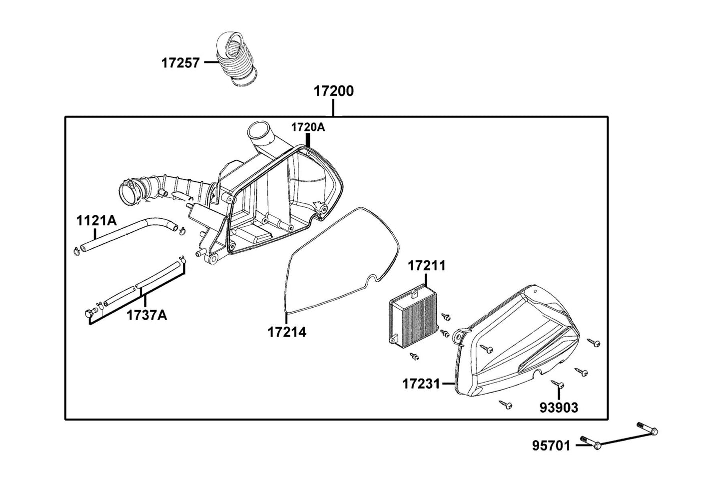 V Tube Assy — 1737A-KUDU-C00 — KYMCO exploded-view diagram