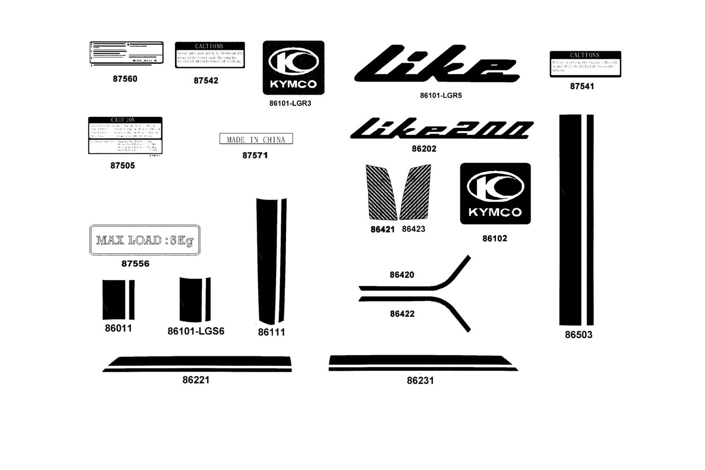 Label Tire — 87505-LDC8-E10-T01 — KYMCO exploded-view diagram