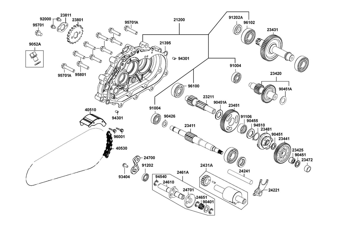 KYMCO Transmission exploded-view diagram, MONGOOSE 110