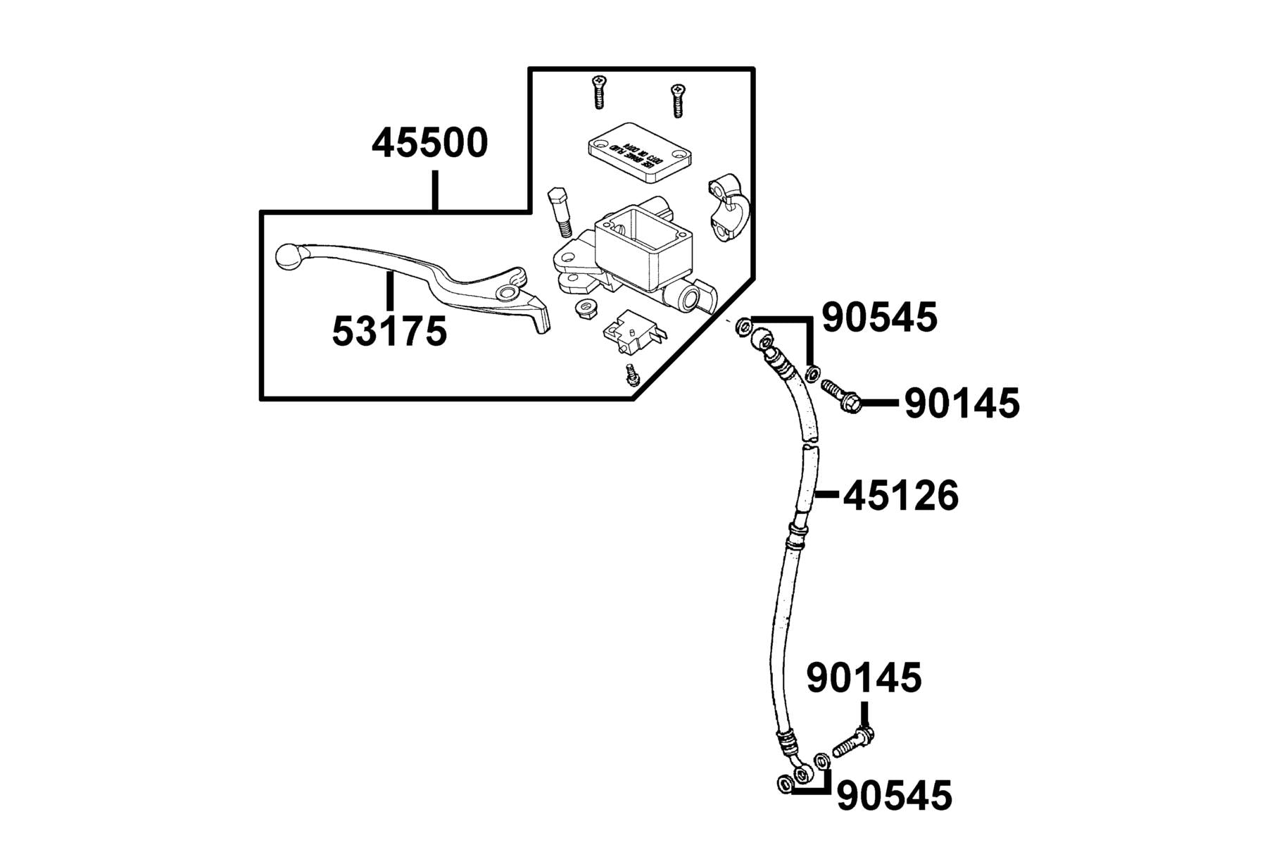 KYMCO Brake Master Cylinder exploded-view diagram, Agility 50
