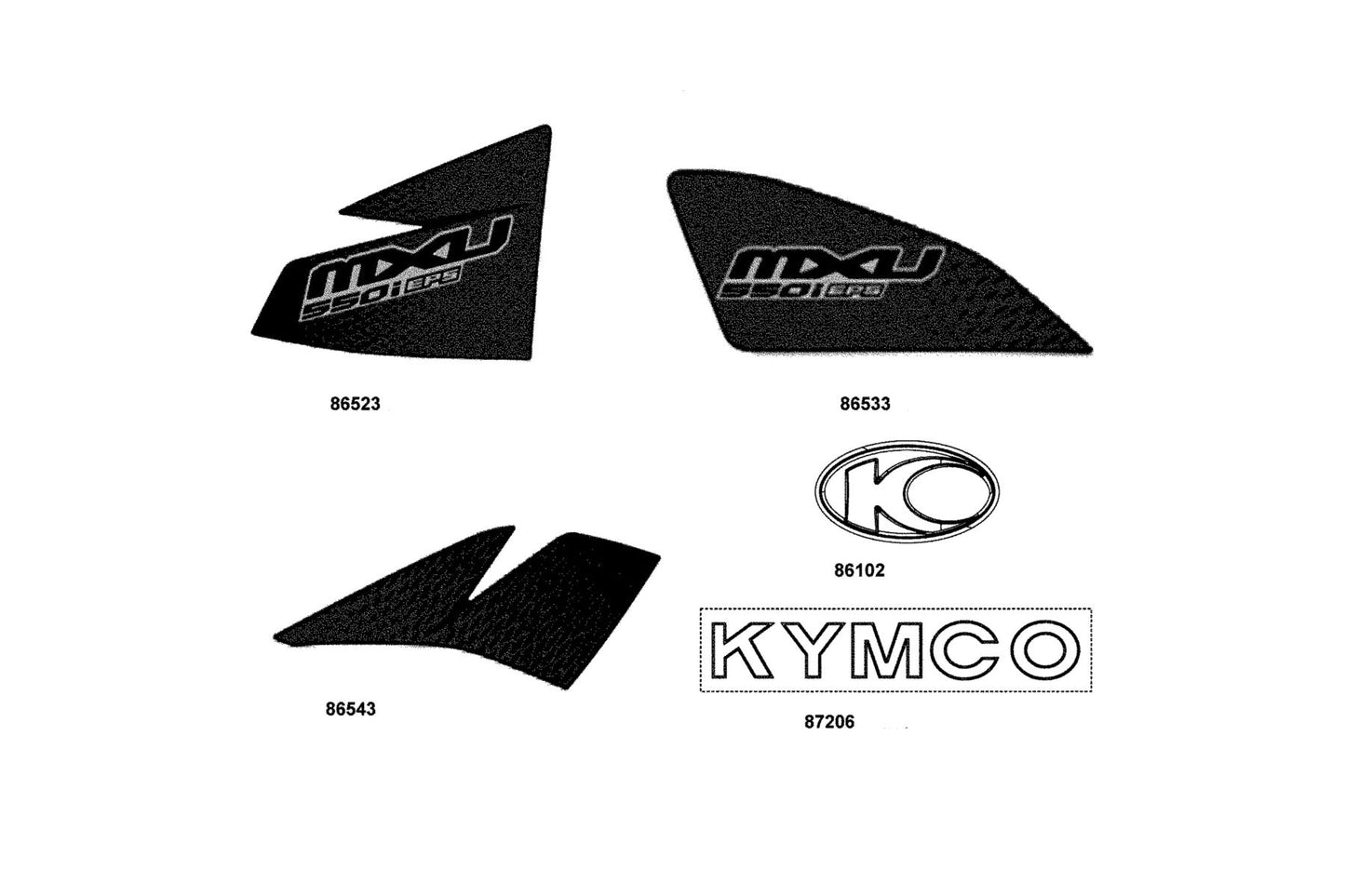 Stripe B L Fr Fender — 86543-AGB3-E60-T05 — KYMCO exploded-view diagram