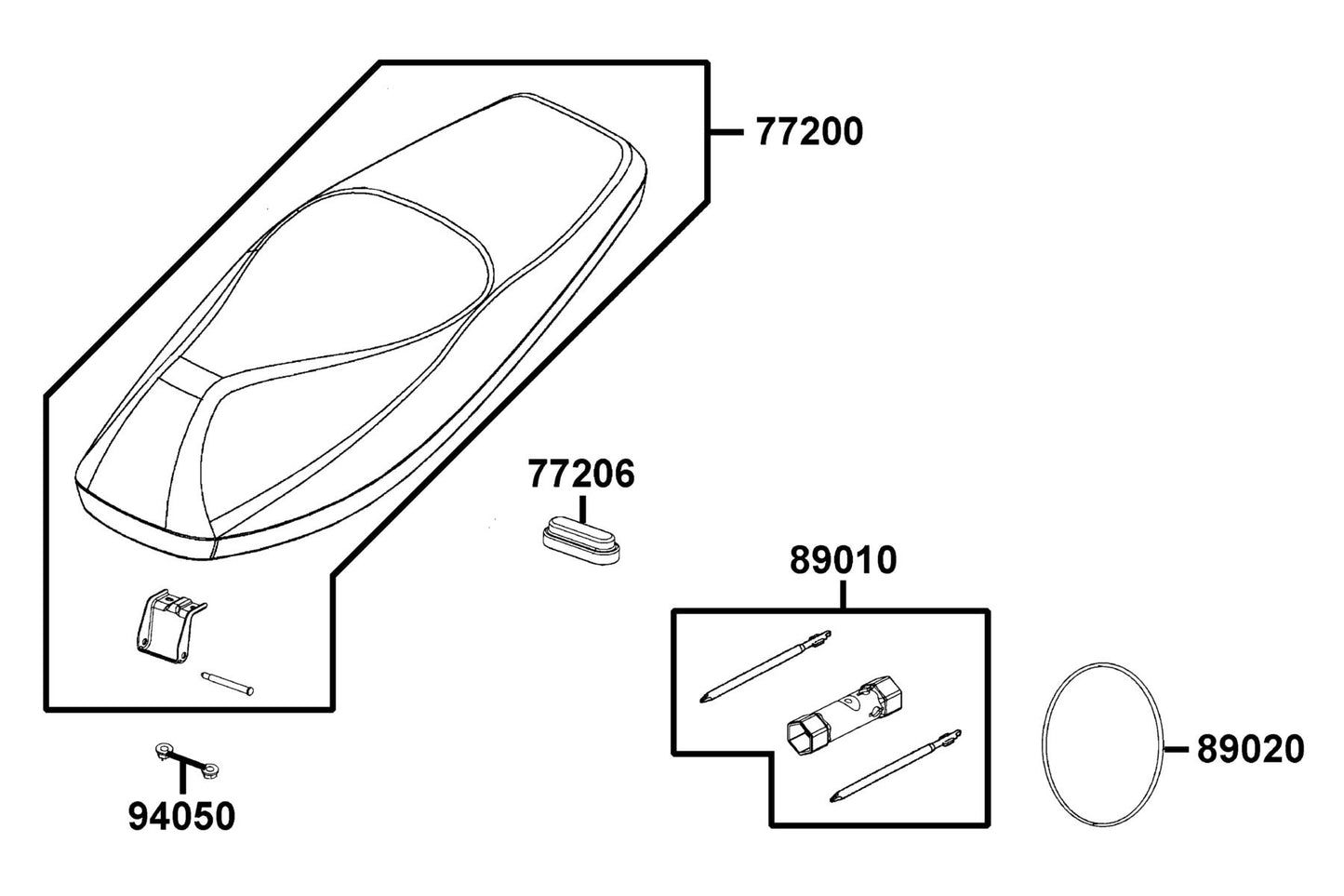 KYMCO Seat exploded-view diagram, Agility 125