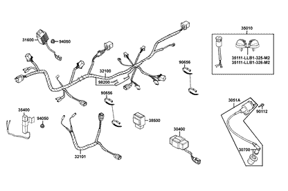 KYMCO Wire Harness exploded-view diagram, MONGOOSE 90
