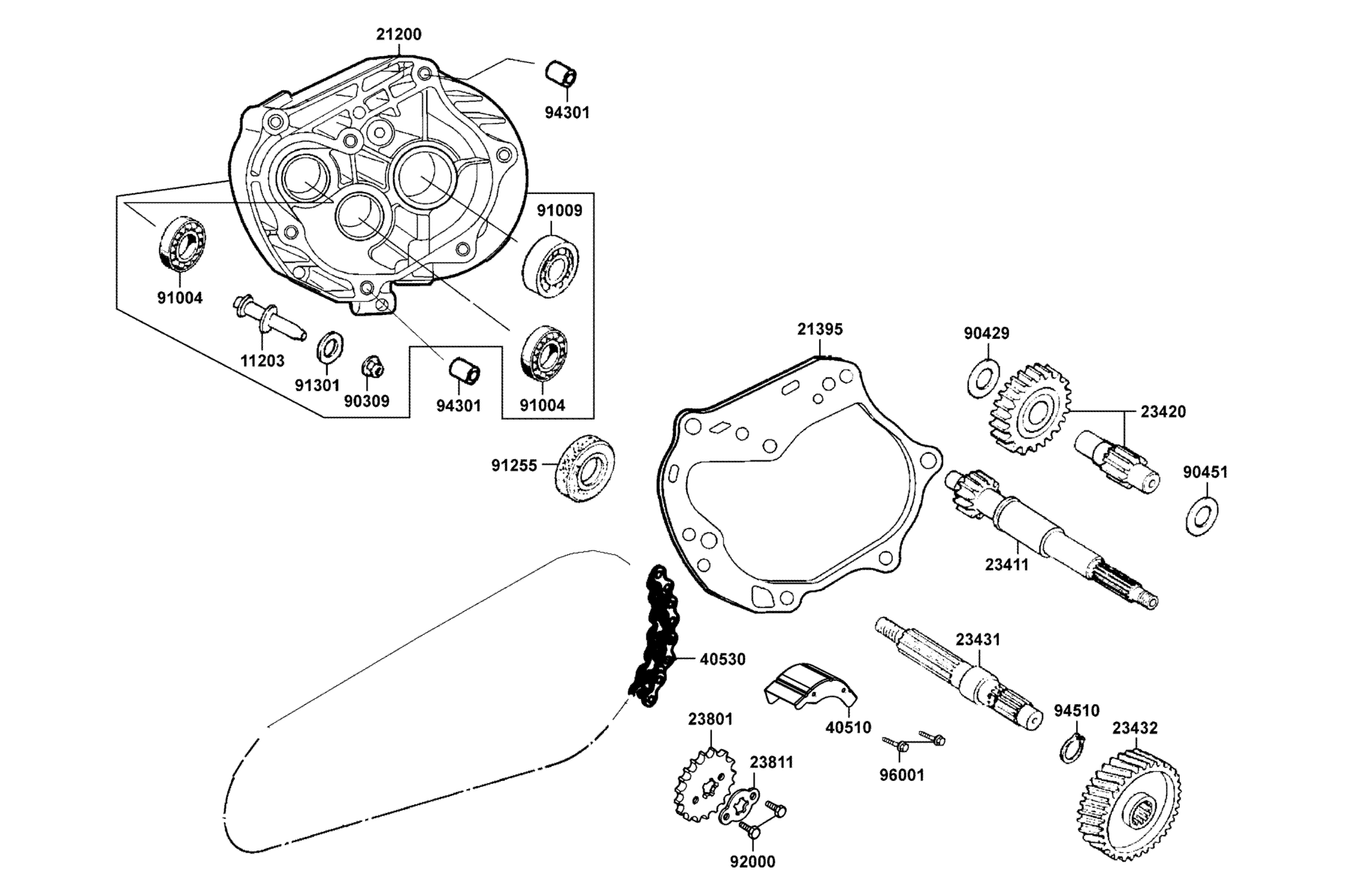 KYMCO Transmission exploded-view diagram, MONGOOSE 90