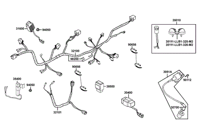 KYMCO Wire Harness exploded-view diagram, MONGOOSE 90