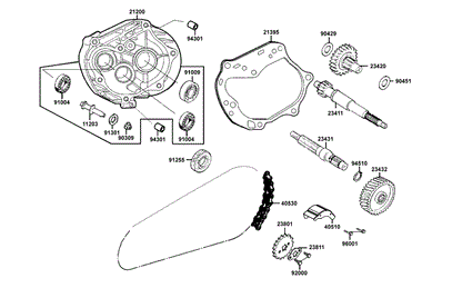 KYMCO Transmission exploded-view diagram, MONGOOSE 90
