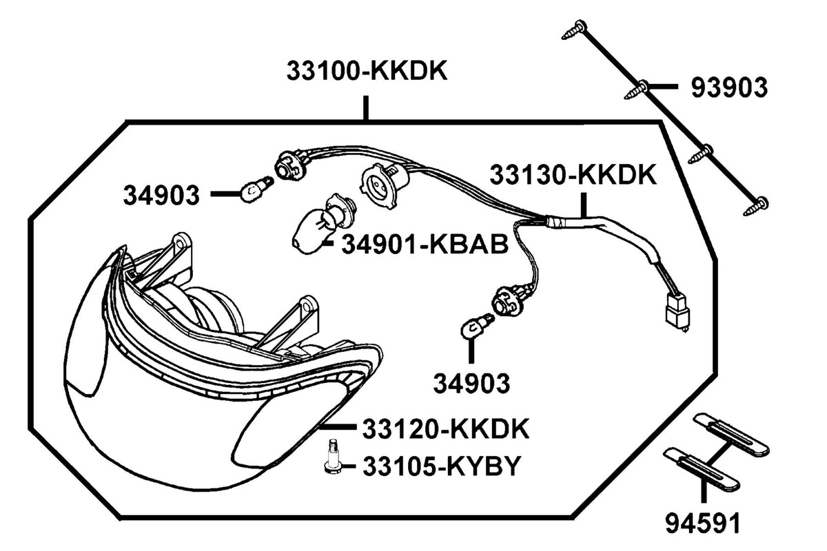 KYMCO Head Light exploded-view diagram, ZX 50